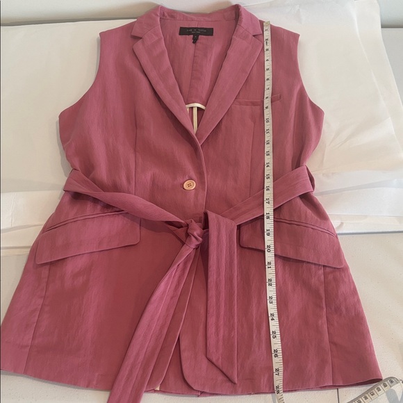 RAG & BONE Margot sleeveless blazer self tying belt front button blush pink sz4 - Picture 14 of 14